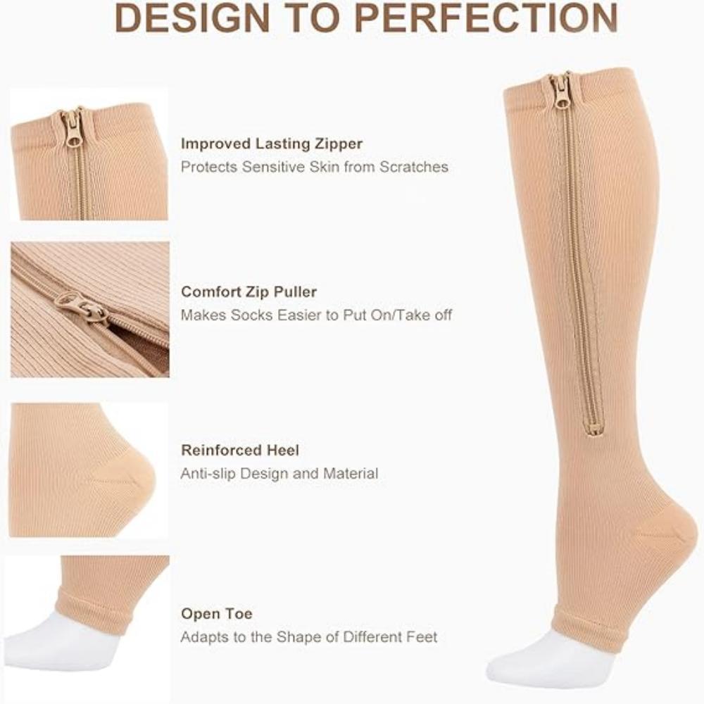 Compression Socks Pressure Socks Zipper Sports Stretch Socks Leg Support Thick