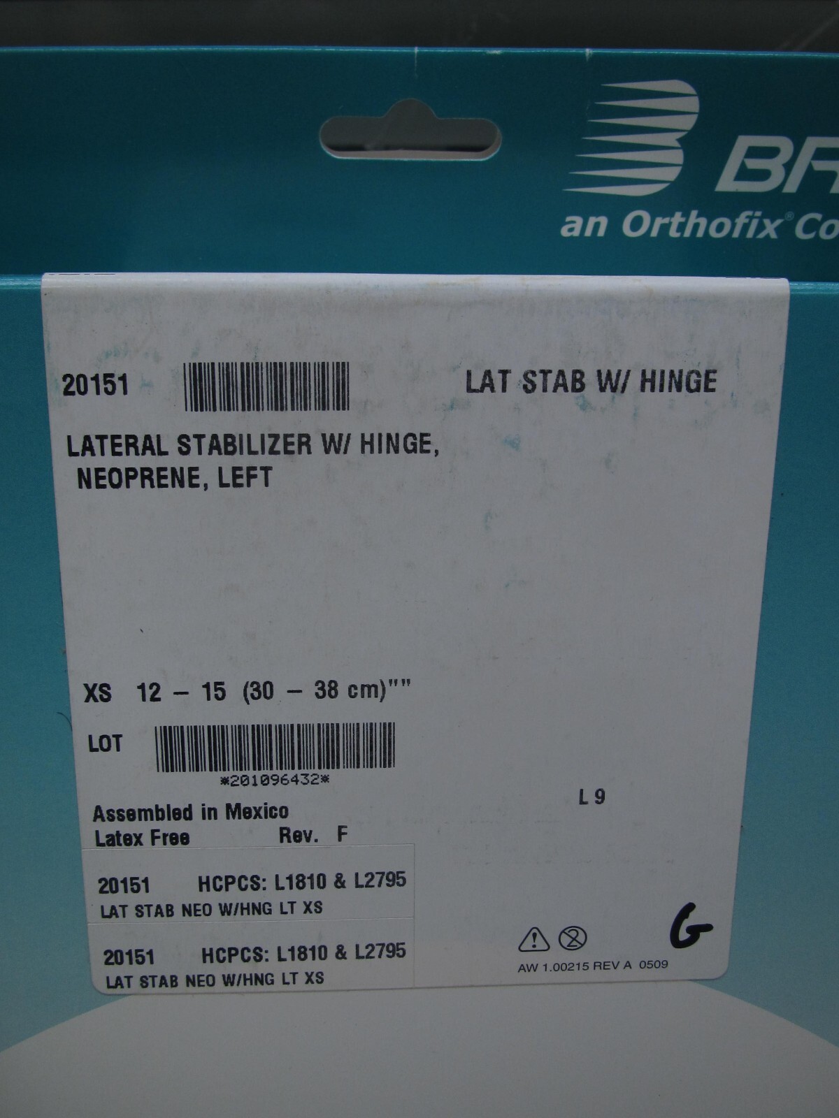 Breg Lateral Stabilizer with Hinge Soft Knee Brace Neoprene Left XSmall 20151