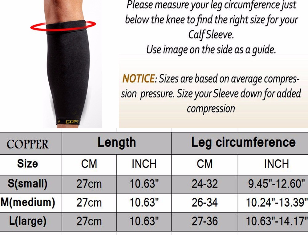 Copper Infused Calf Leg Compression Sleeve Joint Shin Splint Support Brace Gym