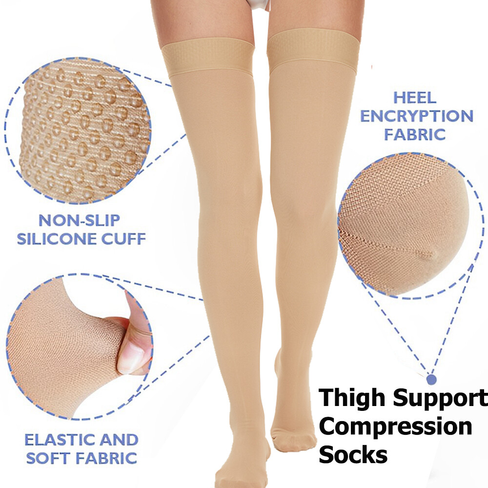 Full Leg Brace Thigh High Compression Socks Support Stockings fit Men Women S-XL