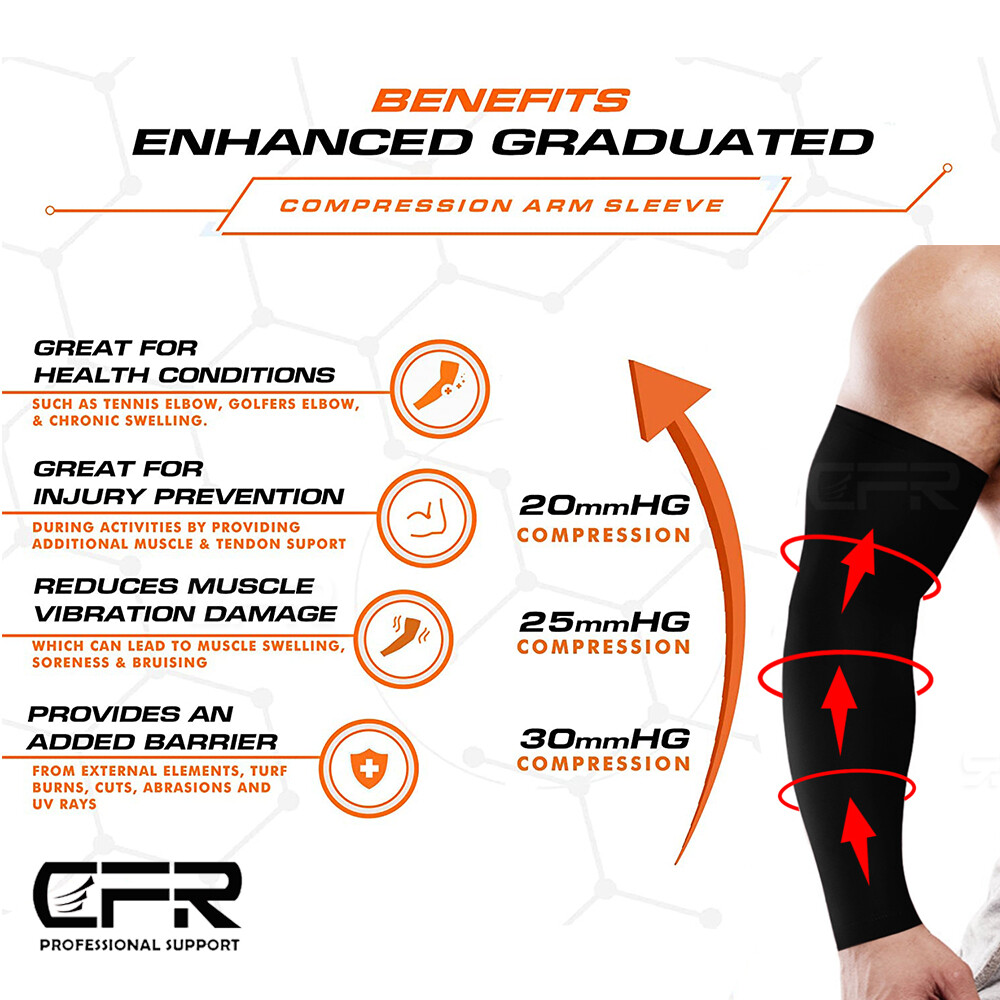 Compression Arm Sleeves Sports Gym Arthritis Lymphedema UV Protection Men Women