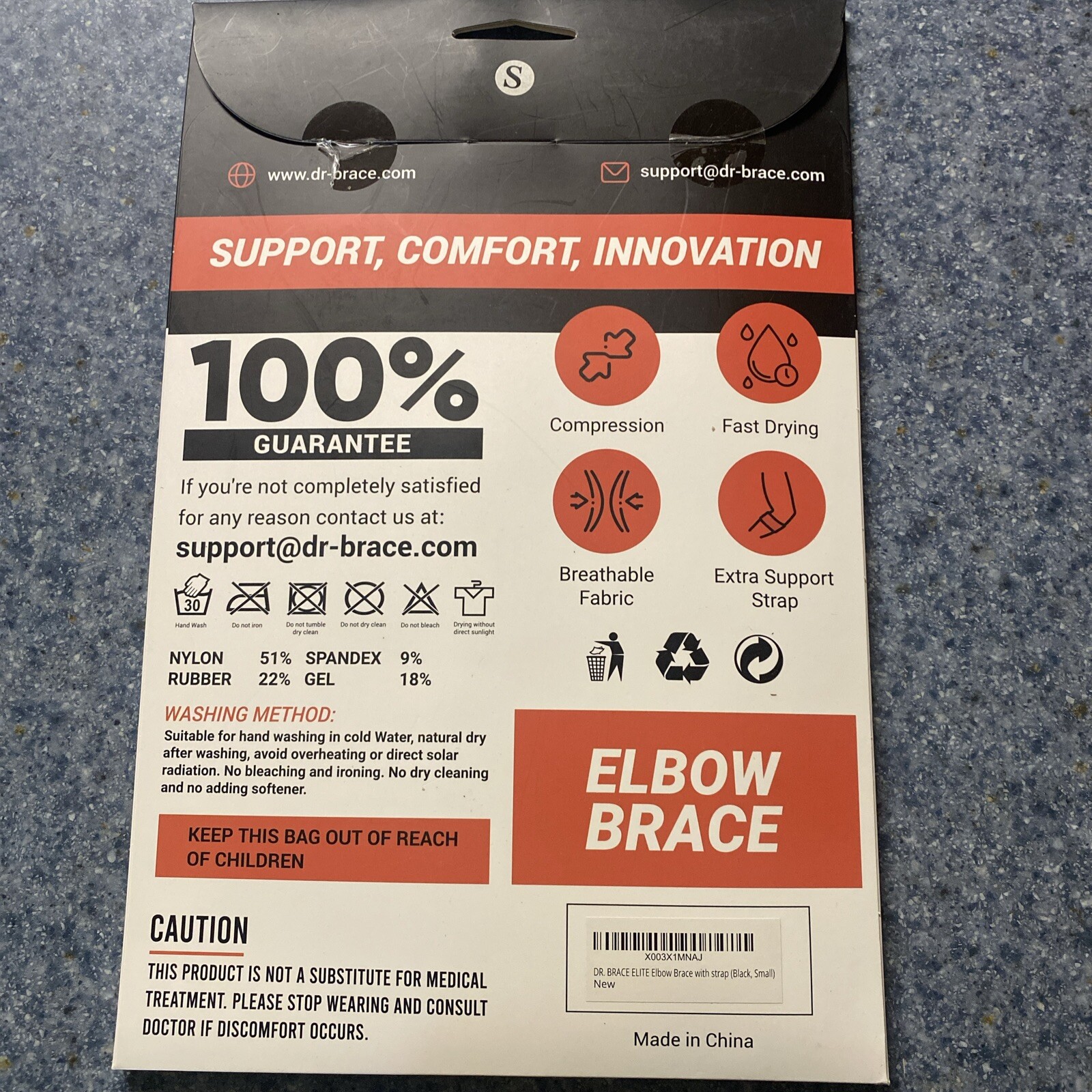 New Dr. Brace Padded Elbow Brace With Additional Strap Tennis Golf Size Small