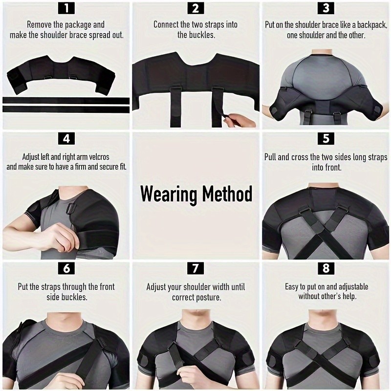 Double Shoulder Brace Adjustable Support Compression Strap Sports Posture Belt