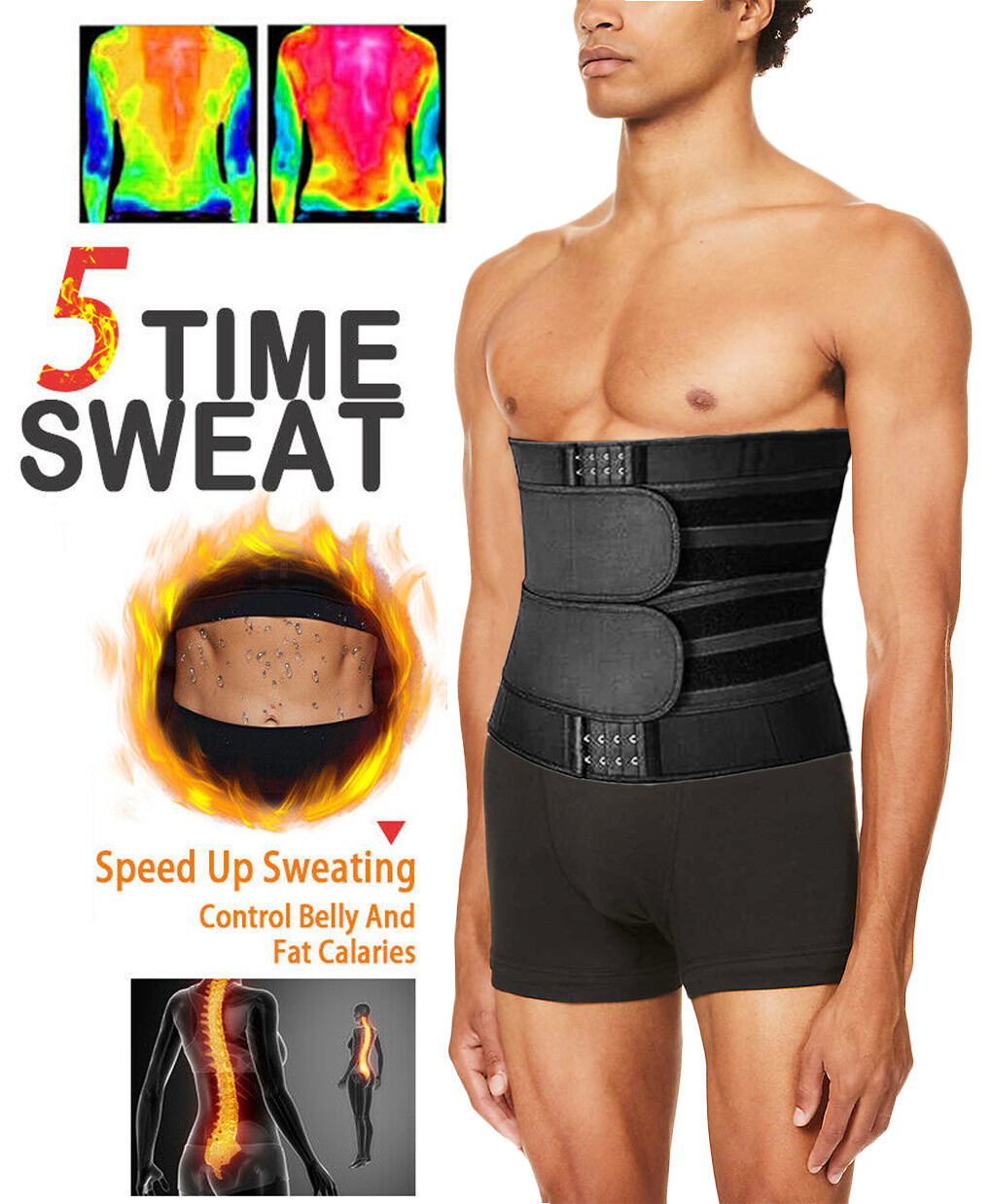 Double Pull Lumbar Brace Back Support Lower Adjustable Waist Trainer Belt Black