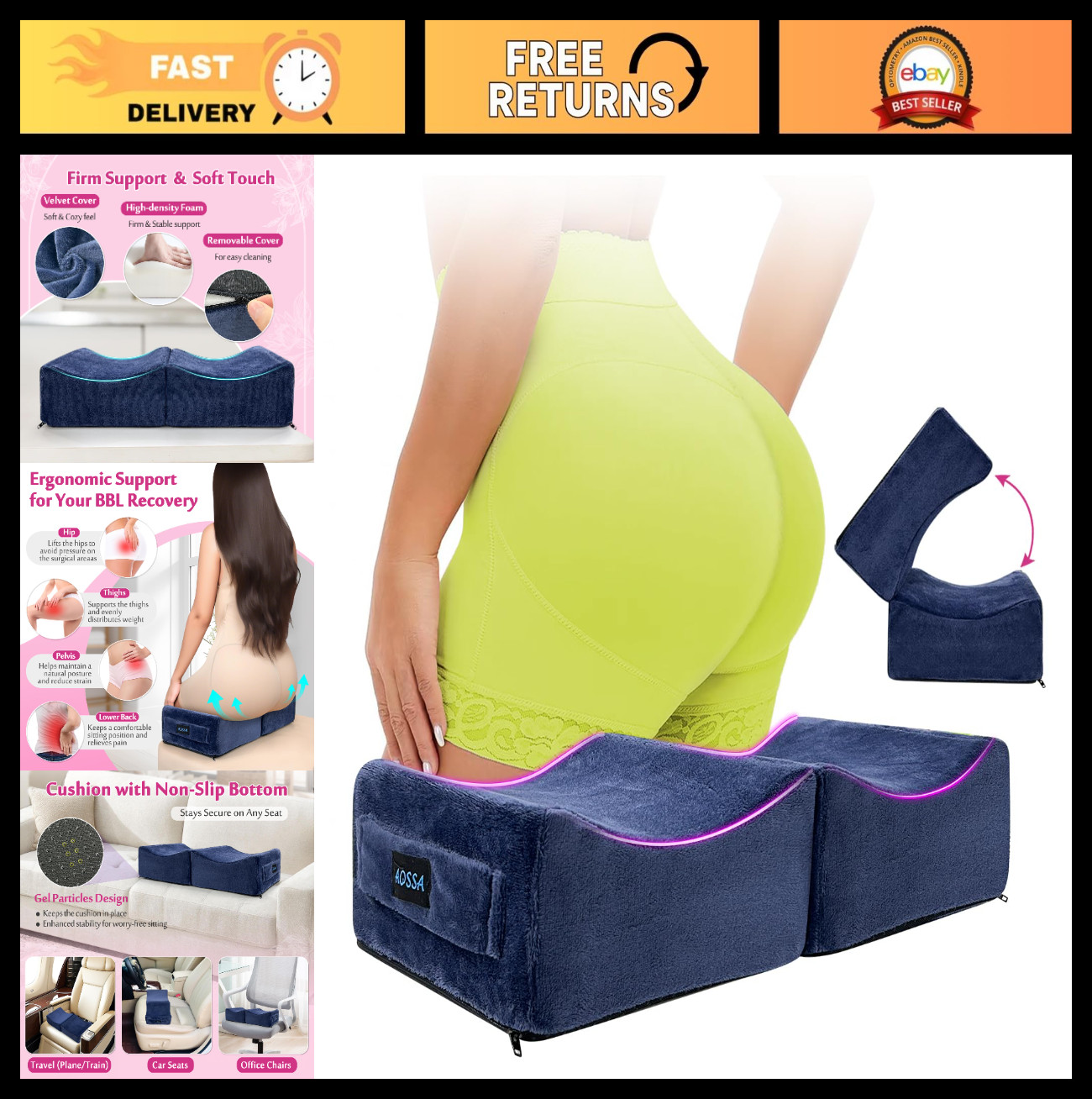 BBL Pillow for Brazilian Butt Lift Surgery | Post-Op Seat Cushion & Booty Suppor