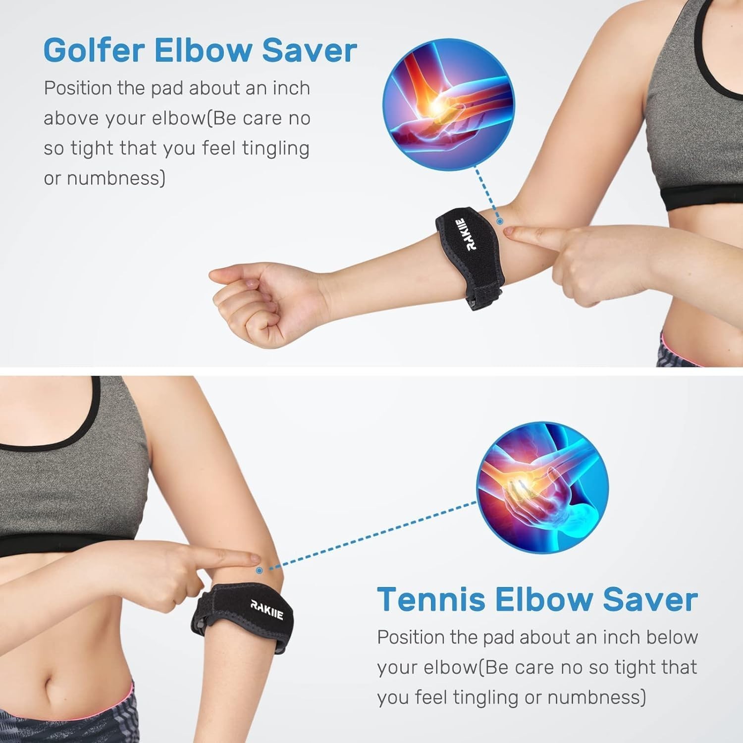 Lightweight Adjustable Elbow Brace – Effective Tendonitis Relief in Vibrant Blue