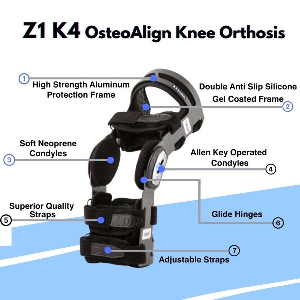Z1 K4 OsteoAlign Hinged Knee Brace- Professional Knee Support Brace (Xtra-Large)