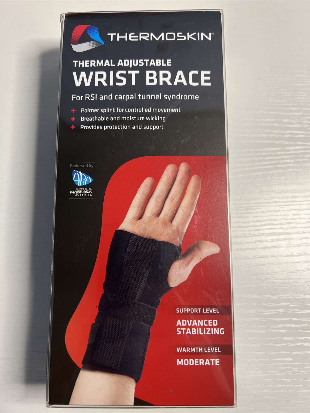 Thermoskin Thermal Adjustable Wrist Brace Sleeve Black One Size Fits Most