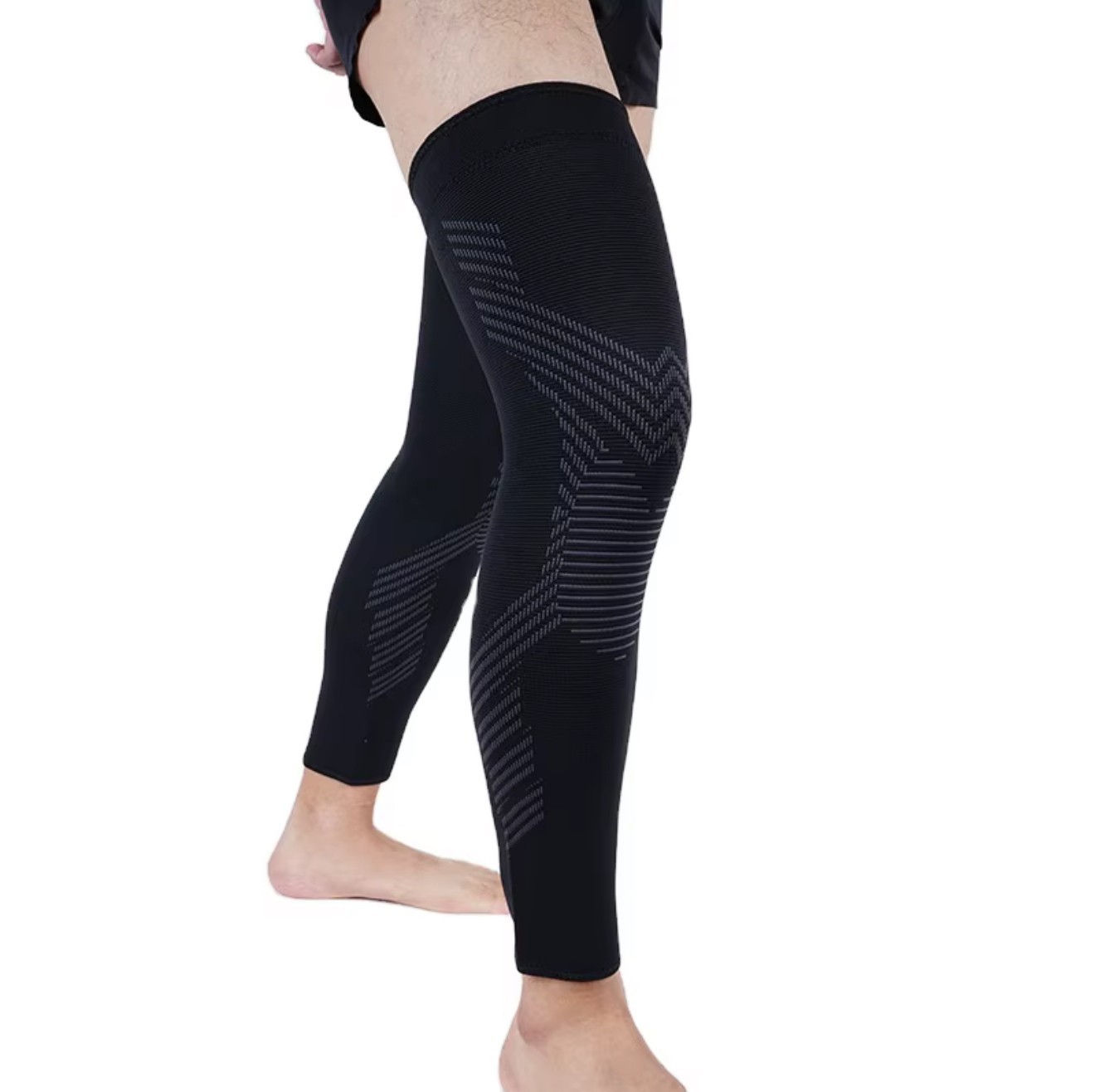 Full Leg Knee Compression Sleeve Sizes S-3XL in Black, Gray, White Sold in 1 pk