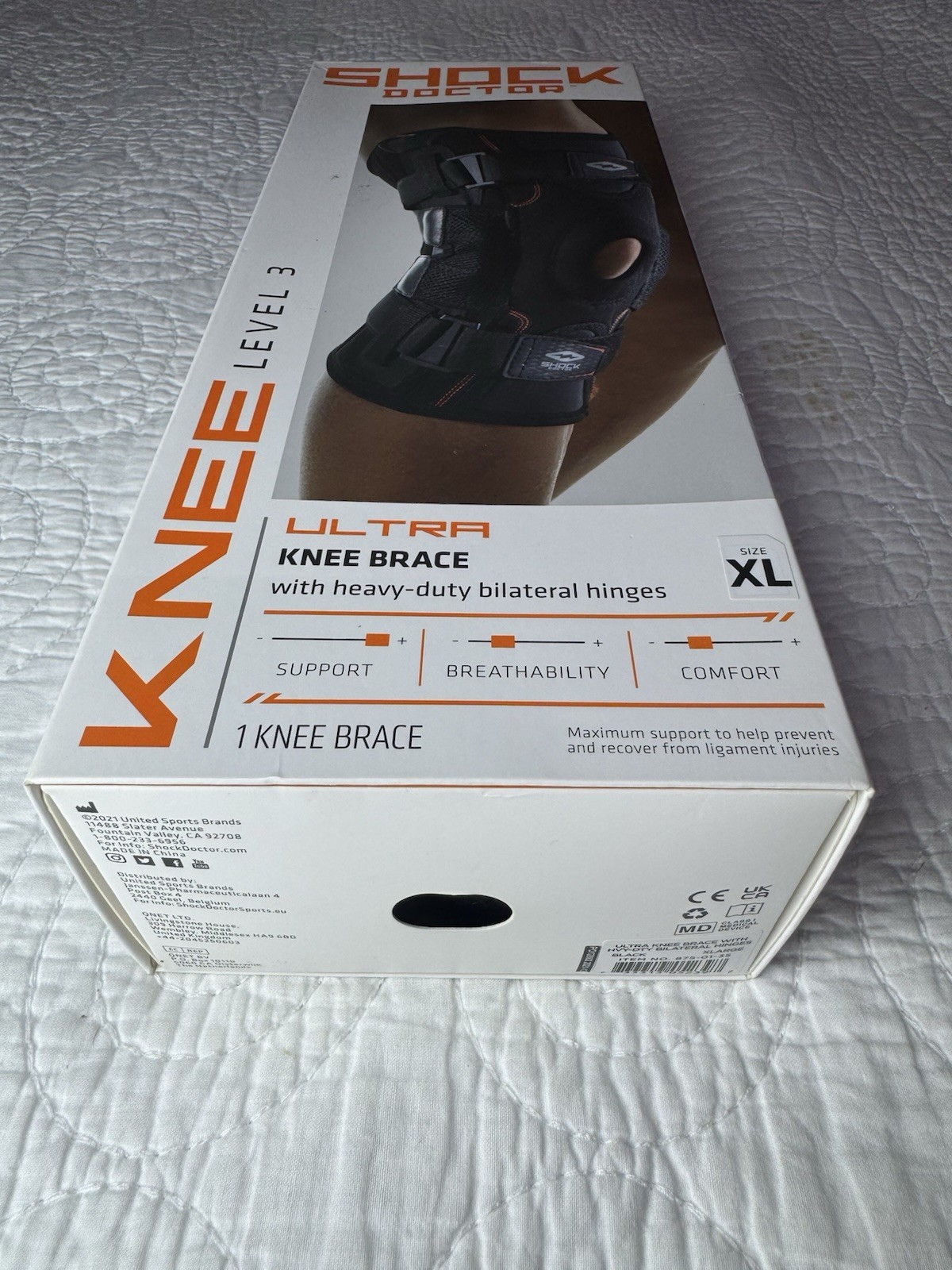 Shock Doctor Ultra Knee Brace Level 3 XL Heavy Duty Bilateral Hinges Black New
