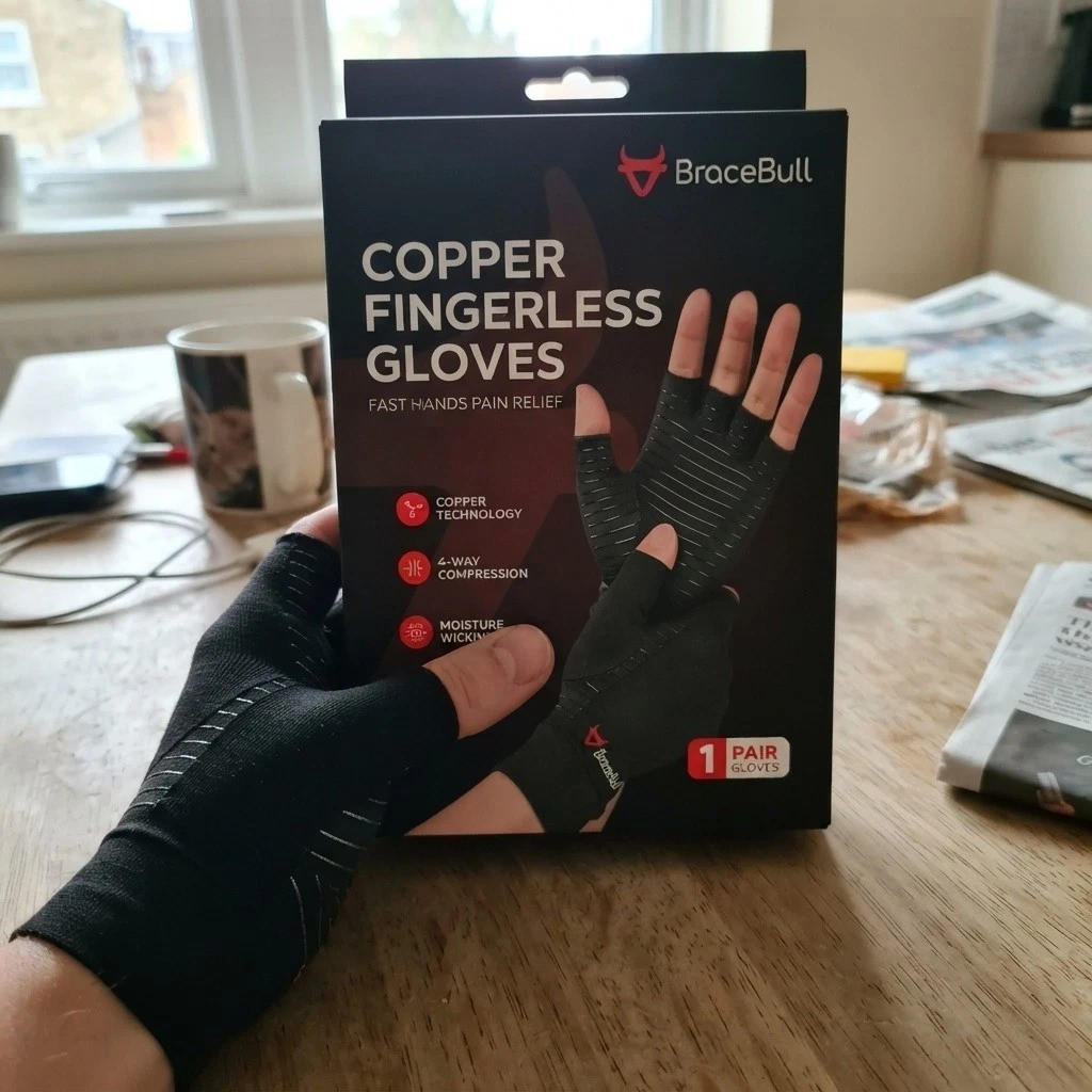 Copper Infused Fingerless Compression Glove, Arthritis Pain Relief