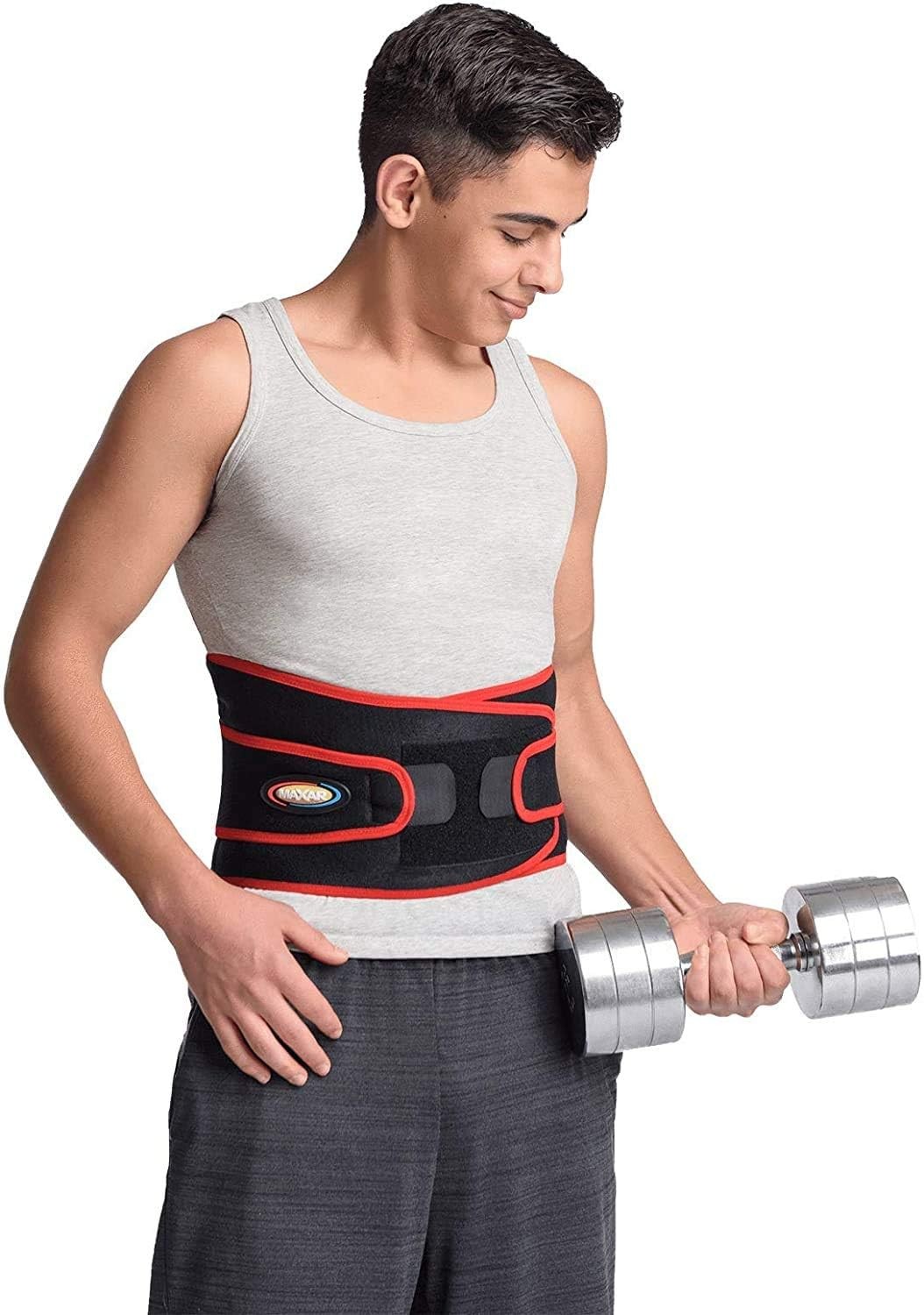 MAXAR Airprene Sports Back Brace W/ Powerful 18 Magnets, Warm & Large, Black
