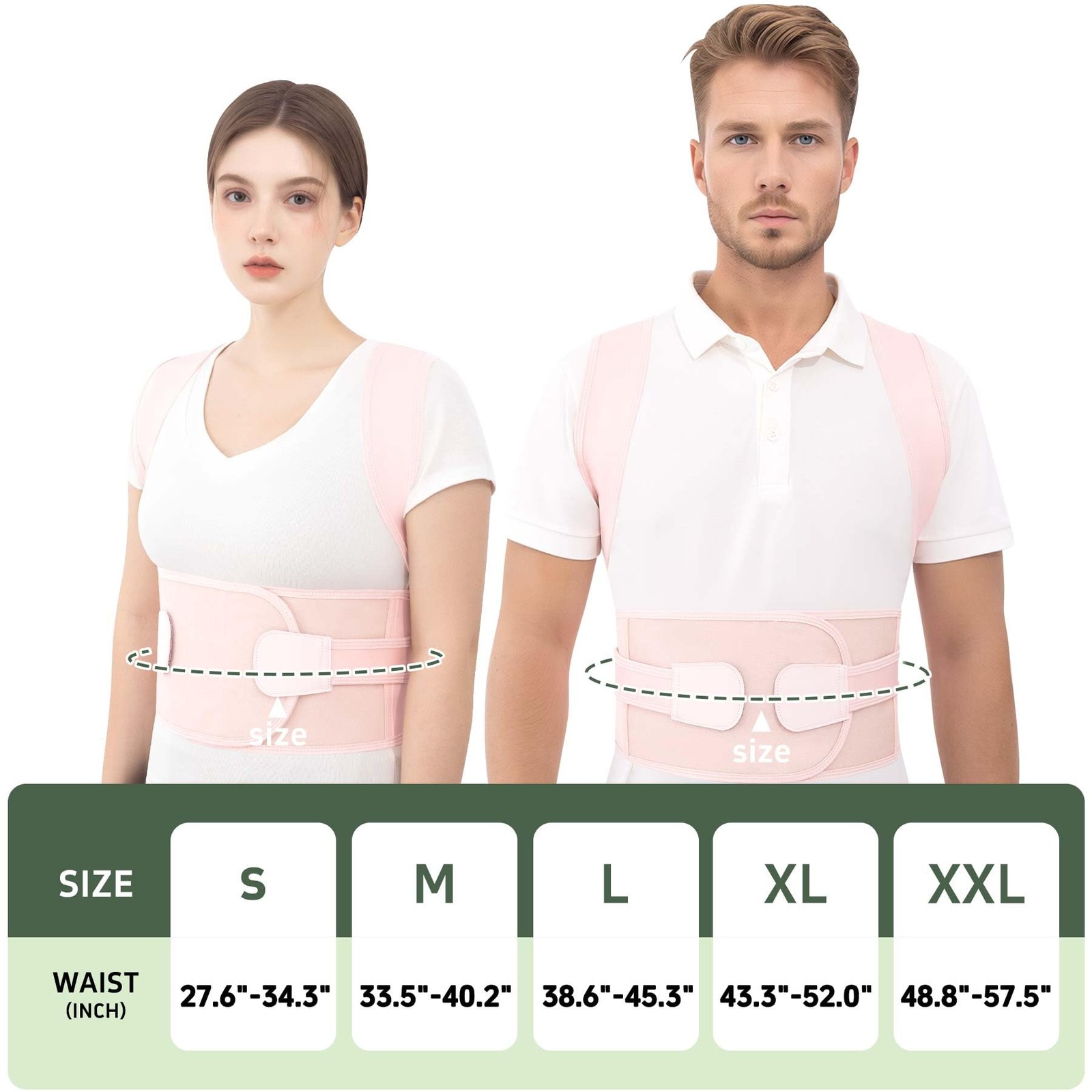 Jnxuoq Posture Corrector Back Brace for Men and Women, Adjustable Small, Pink