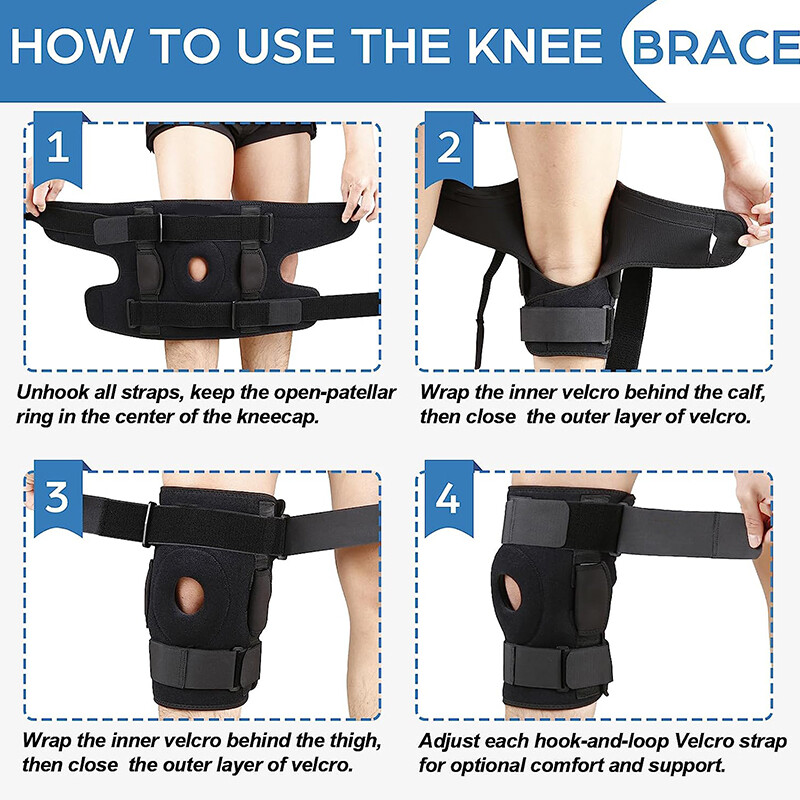 Knee Brace Hinged Open Patella Compression Support Wrap Meniscus Arthritis Joint