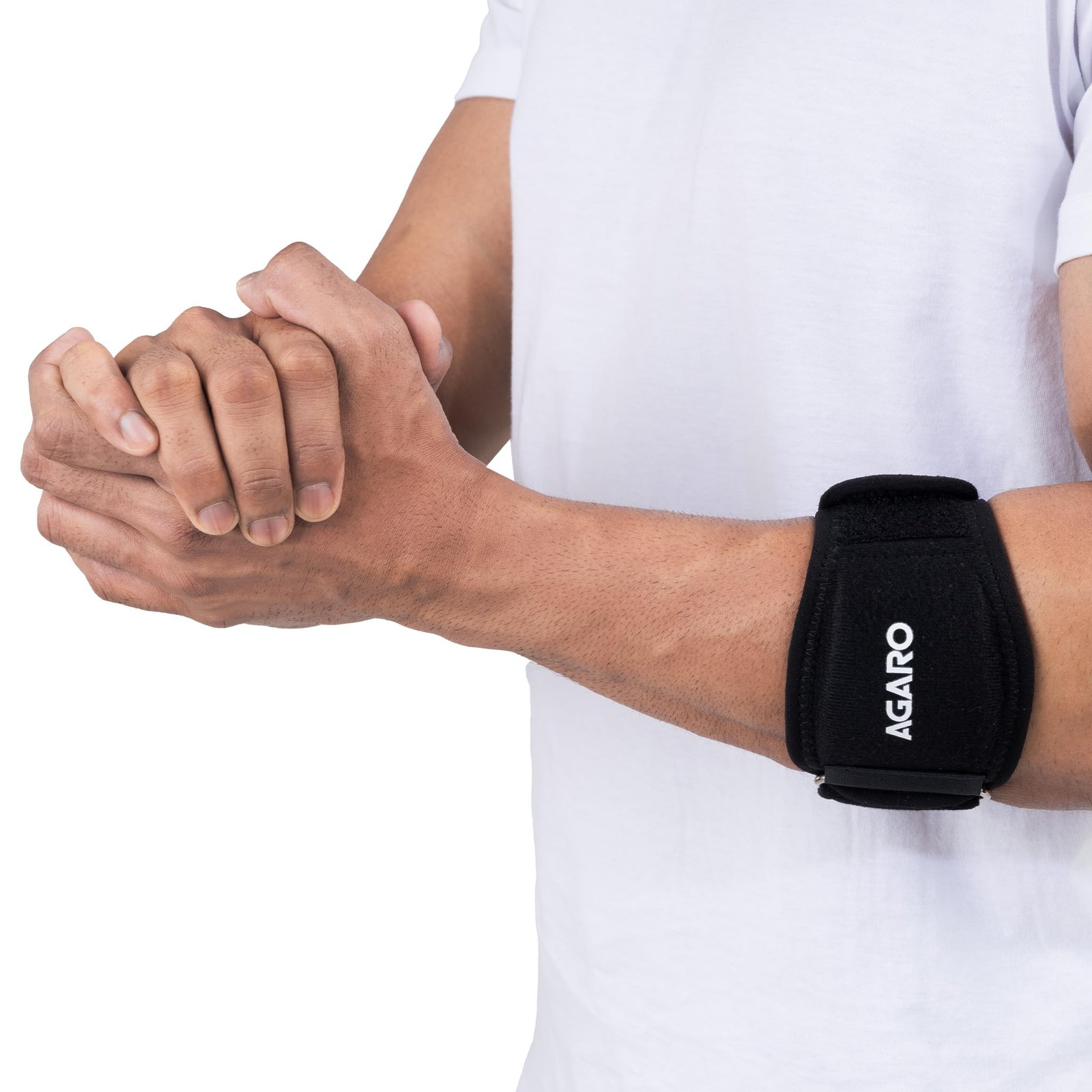 AGARO Tennis Elbow Support Strap, Adjustable Compression Pad, Pain Relief, Black