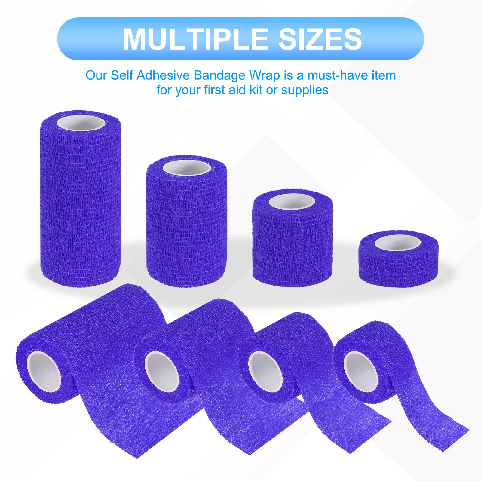 1″/2″/3″/4″ 4 Pcs 5 Yard Self Adhesive Bandage Wrap Self Tape Dark Blue