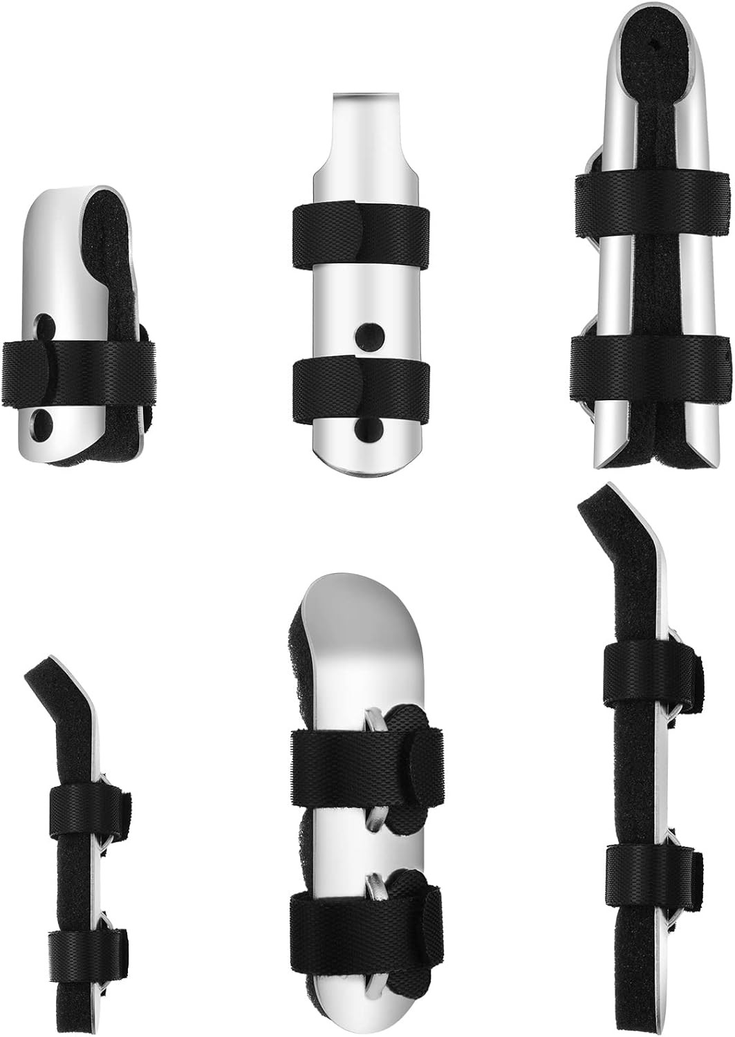 6 Pcs Finger Splints Metal Support Finger Immobilizer Foam Liner Black, 2 Styles