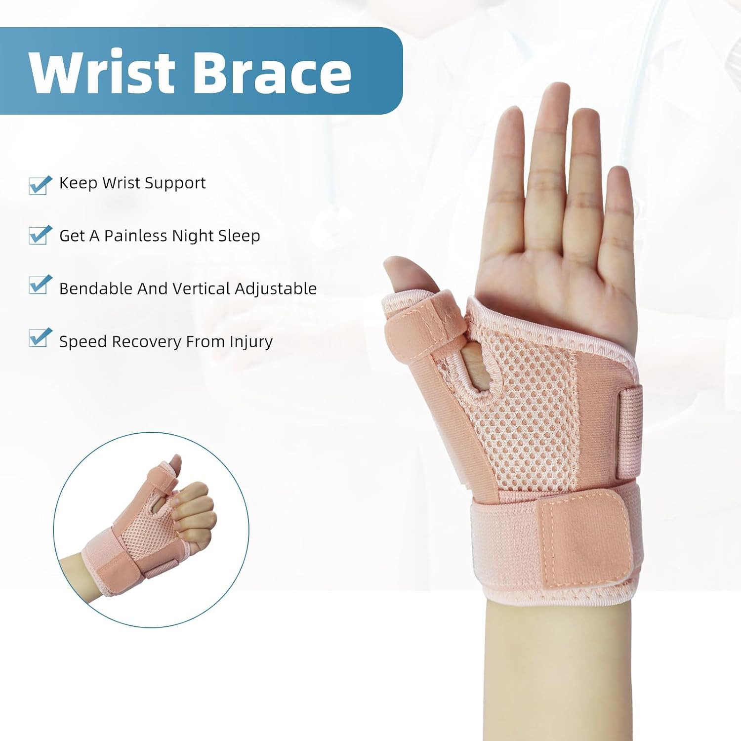 Thumb Brace Left Hand,Spica Splint,Wrist Guard,One Size,Pink | Hand Brace for…