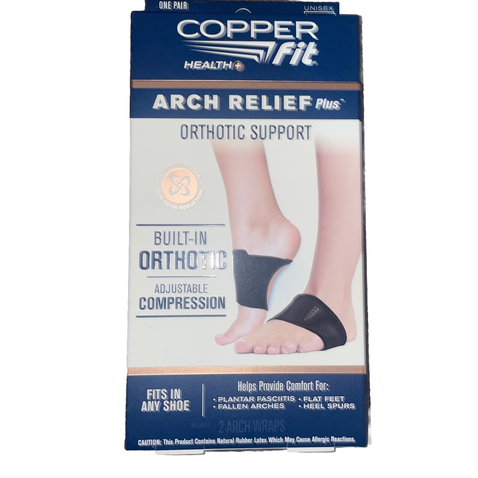 Copper Fit Health Unisex Arch Relief Plus with Built-In Orthotic Support – Black