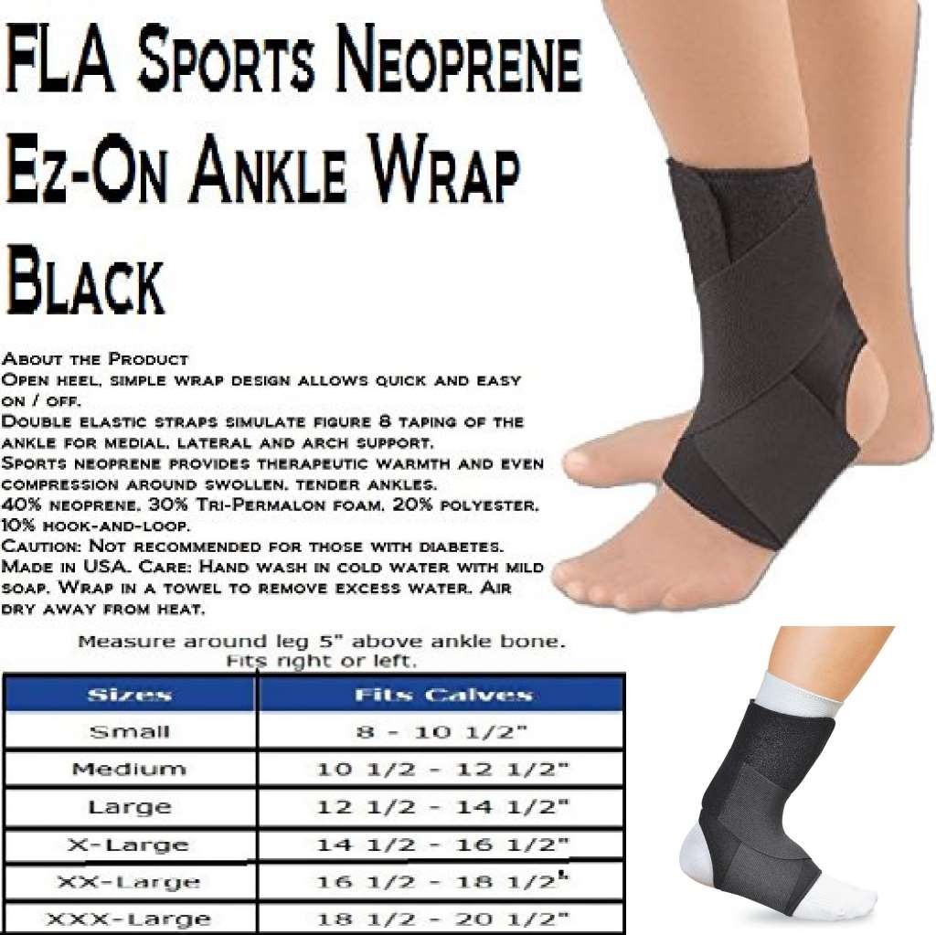FLA Orthopedics Sports Neoprene EZ-ON Ankle Wrap Black X-Large
