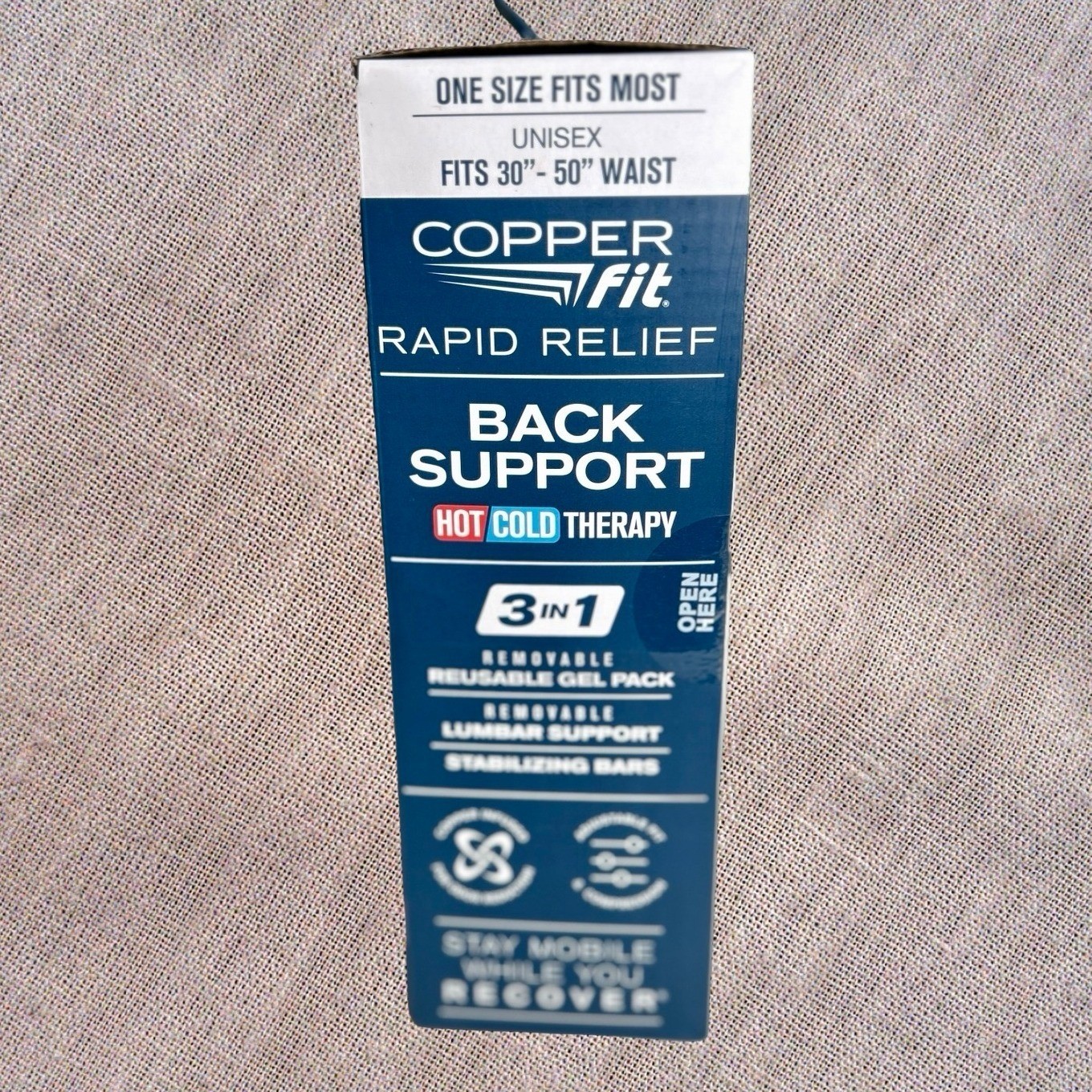 Copper Fit Back Support Black Rapid Relief Hot Cold Therapy Compression