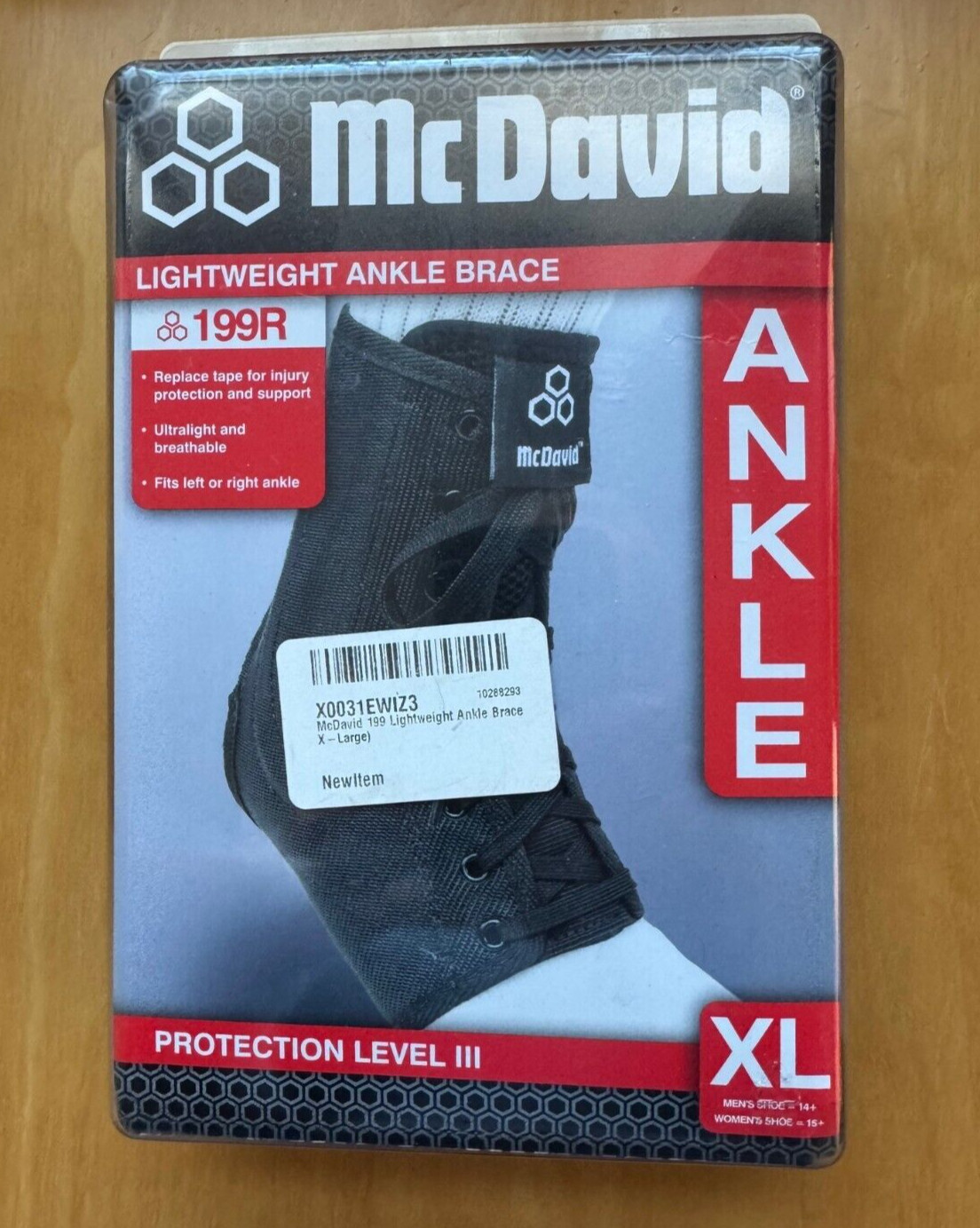 McDavid 199R Lightweight Ankle Brace Black XL Adult Size…Brand New