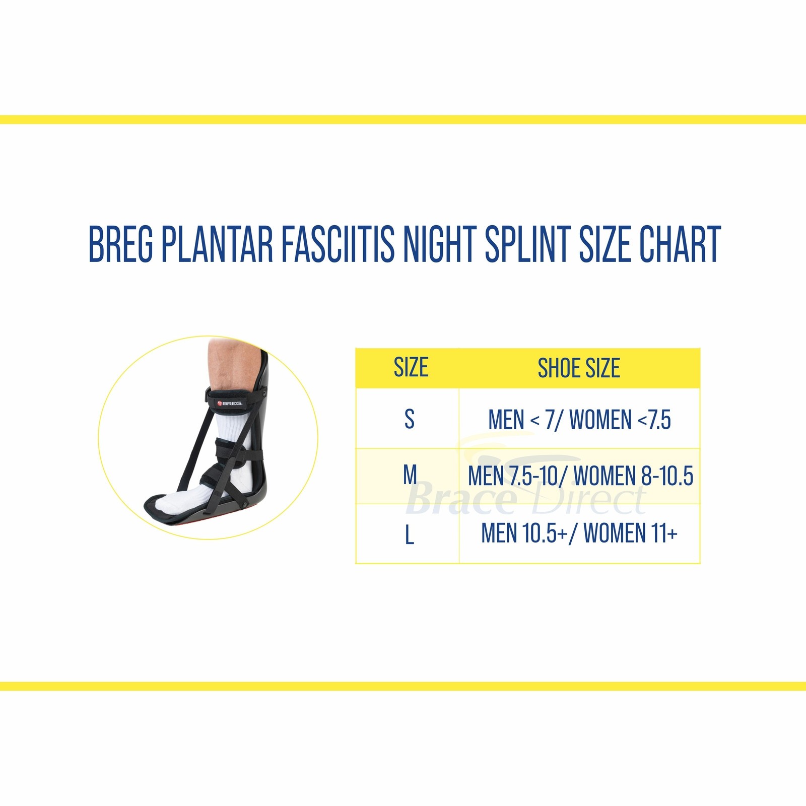 Breg Plantar Fasciitis 11174 Night Splint Large Size Men 10.5+, Women 11+ (NEW)
