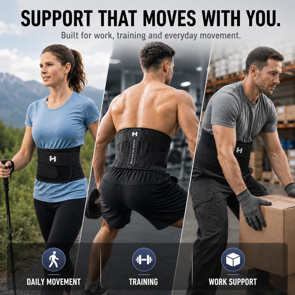 XL Adjuststable Back Brace Men Women Lumbar Support Belt 7 Flexible Support Bars