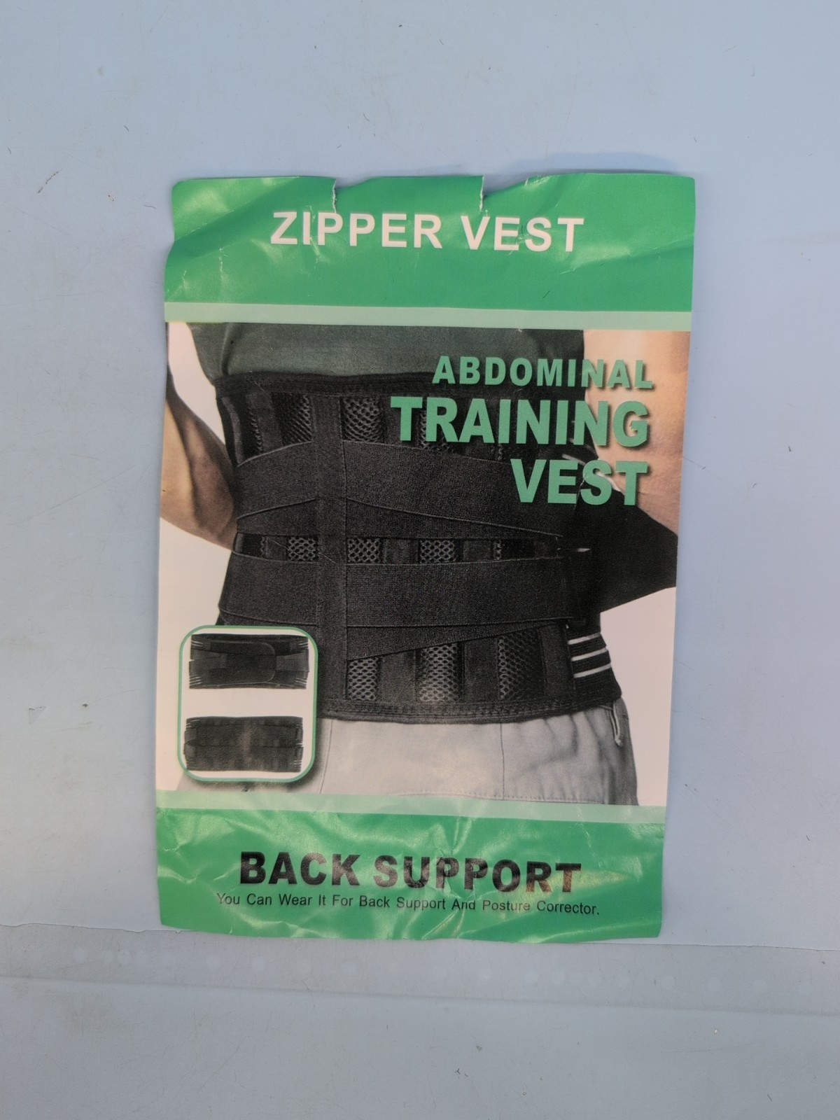 Unisex Adjustable Lower Back Brace Lumbar Support Zipper Training Vest XL Black