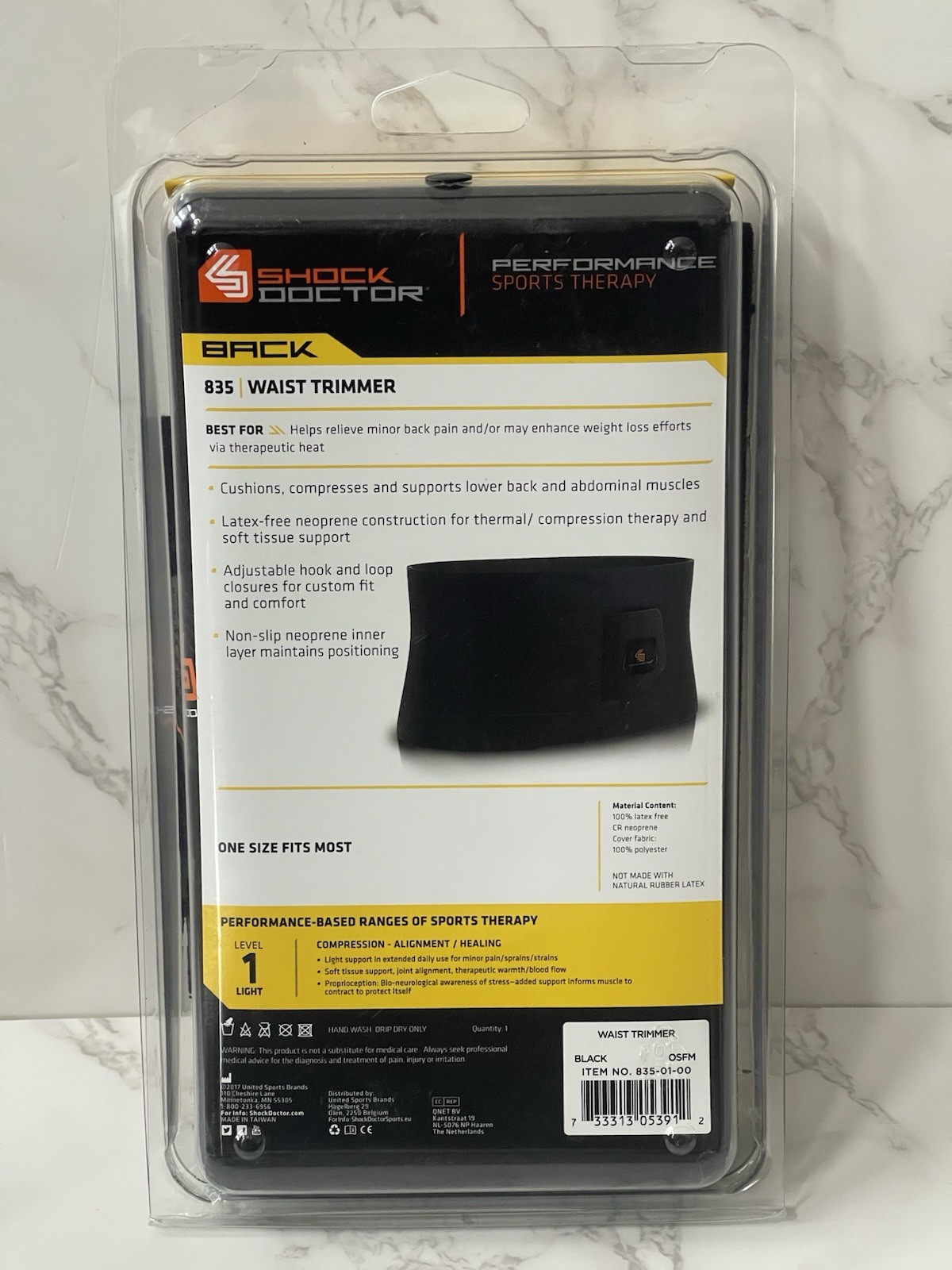 Shock Doctor Sports Therapy Back Waist Trimmer 835 One Size Level 1 New