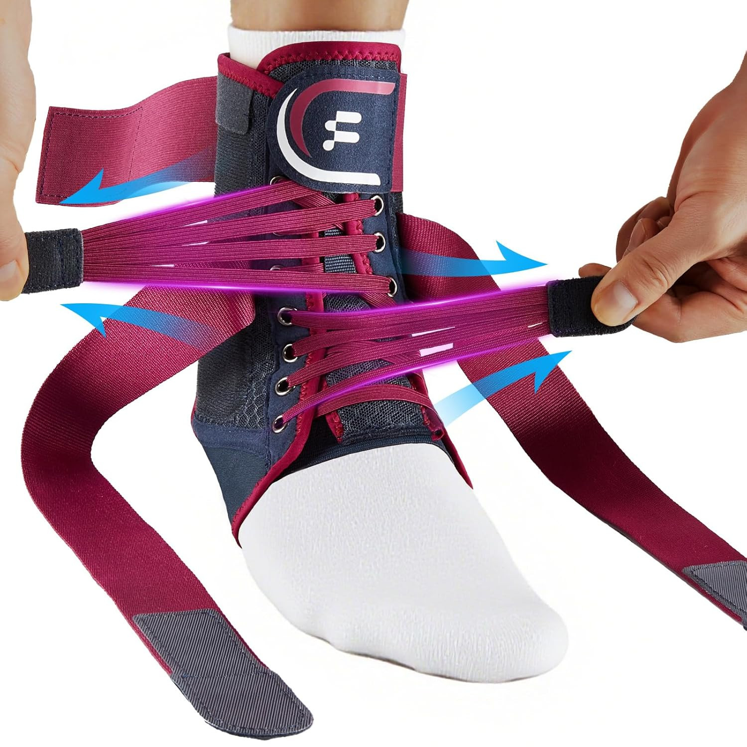 Ankle Brace for Women Men with Quick Lace Up, Adjustable Figure 8 Compression Su