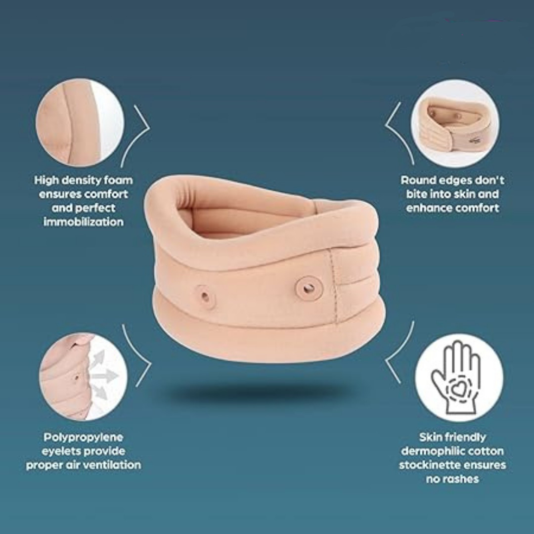AYUSELLER Cervical Collar Soft with Support, Beige, Medium, 1 Unit