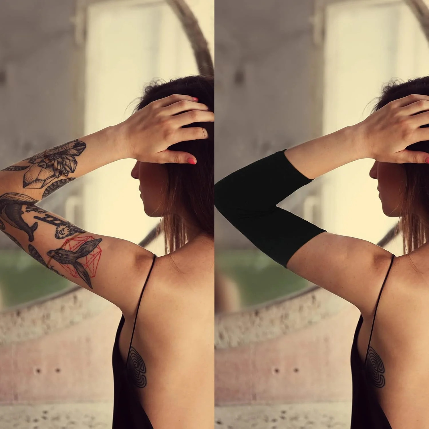 2 Pairs Tattoo Cover up Sleeve Forearm Arm Sleeves for Women Men Compression Tat
