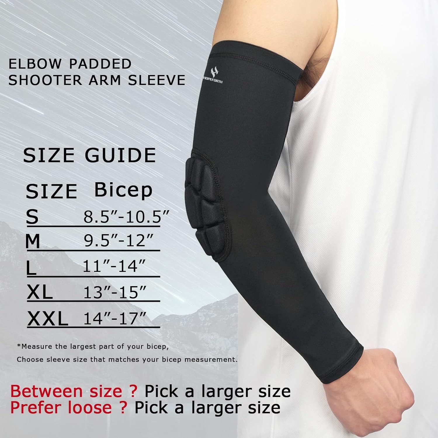2PCS Padded Elbow Sleeves Compression Arm XX-Large, Black Pad