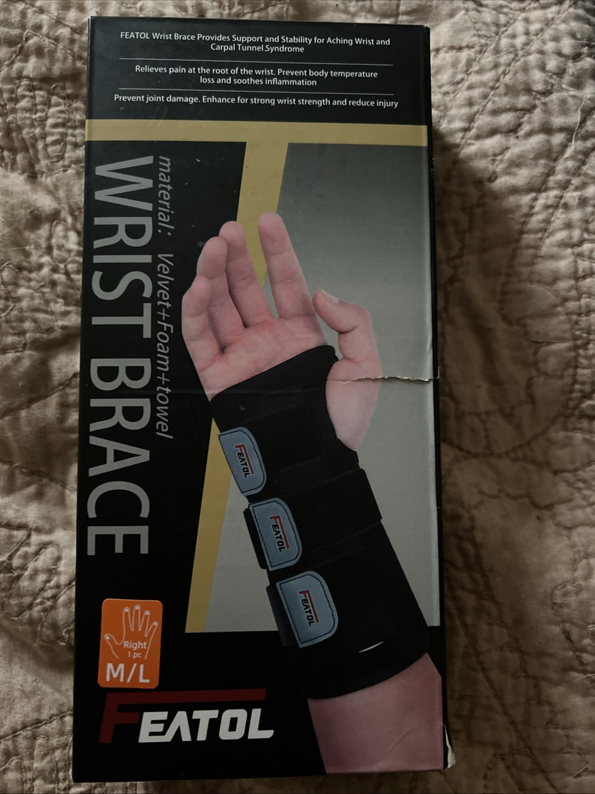 FEATOL Wrist Brace Hand Brace, Carpal Tunnel Wrist Splint Night Support NEW M/L