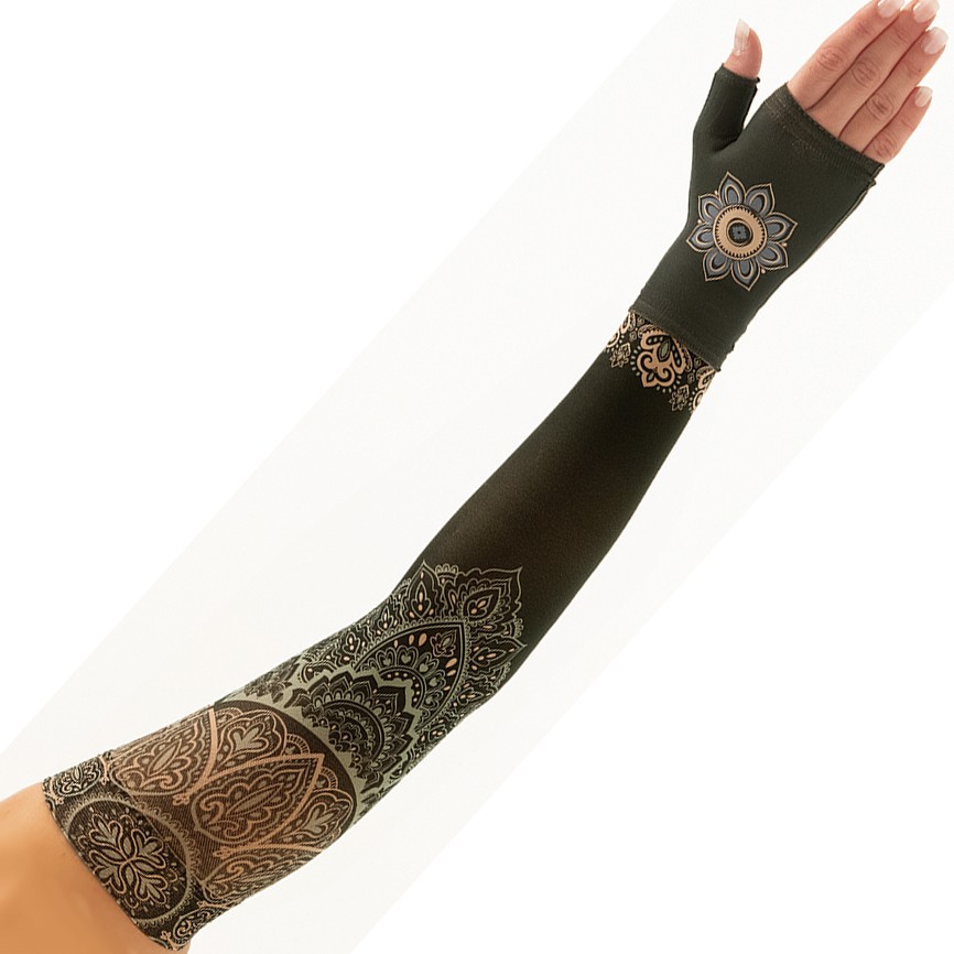 TEAL LOTUS Dreamsleeve Compression Sleeve by JUZO, Gauntlet Option, ANY SIZE/LVL