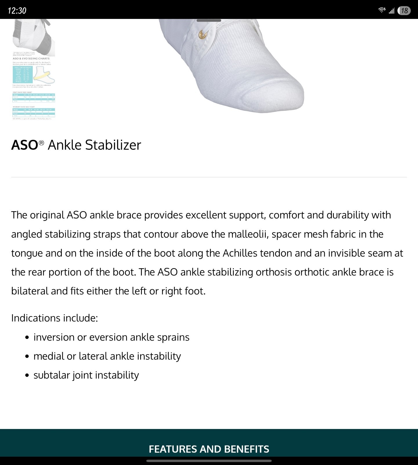 Med Spec ASO Ankle Stabilizer (X- Small, Black)