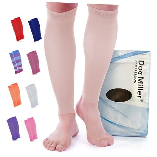 Compression Calf Sleeve for Men & Women – 20-30mmHg Medium REGULAR Skin/Nude