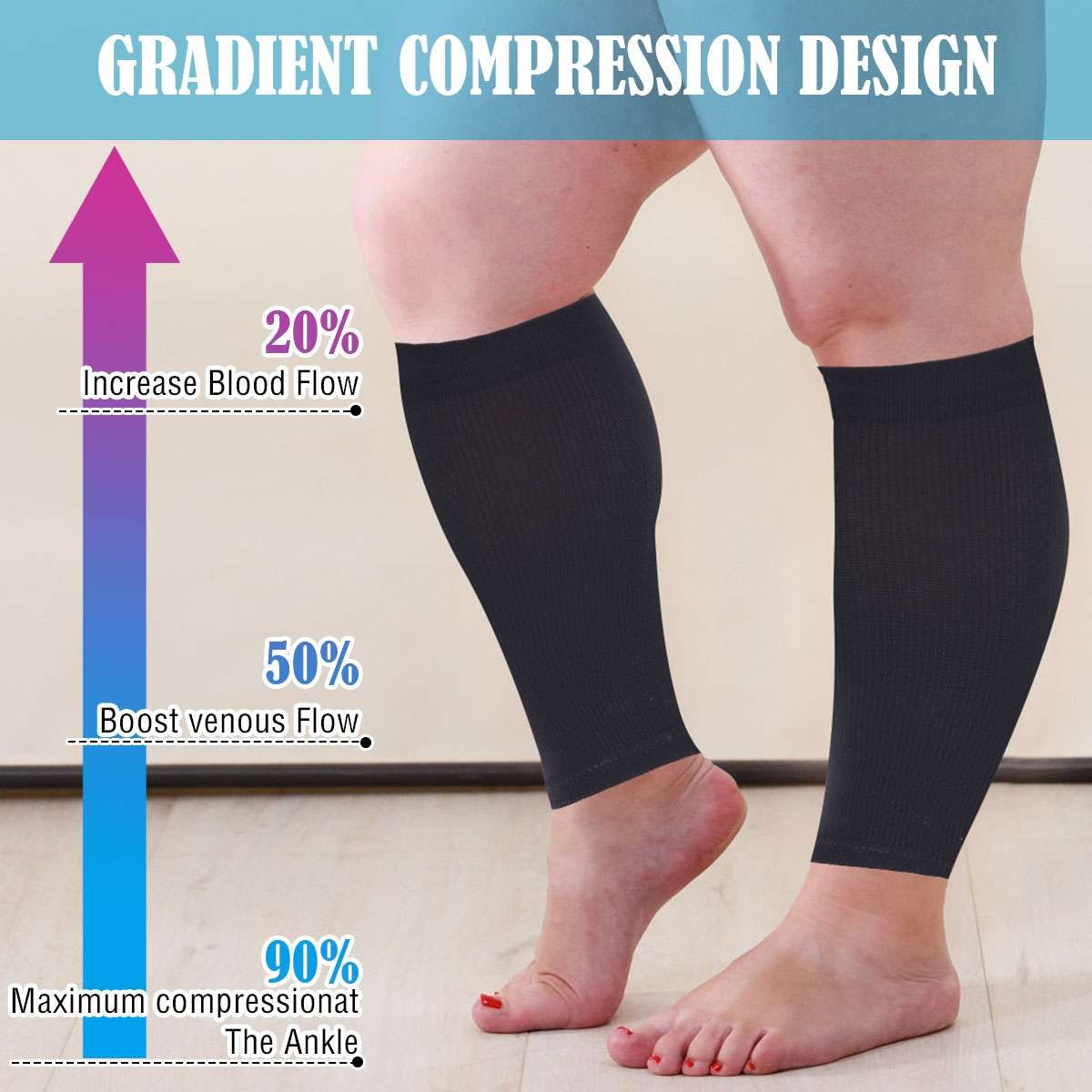 Wide Calf Plus Size Compression Socks 20-30mmHg Medical Socks 2XL-4XL Men Women