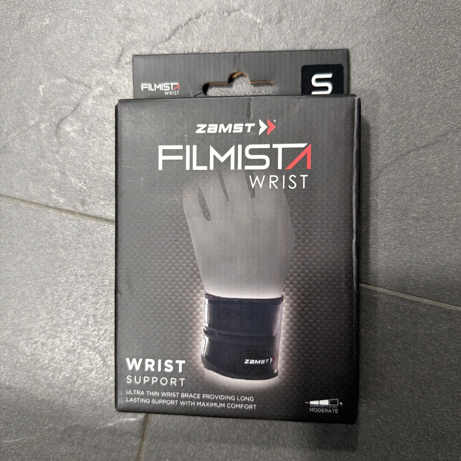 Zamst Filmista Wrist Support Brace Golf Tennis Sprain Tendonitis Black Small