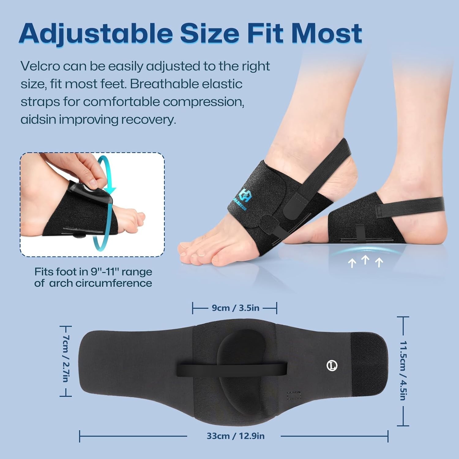 Arch Support Braces for Plantar Fasciitis Relief, Adjustable Compression Band…