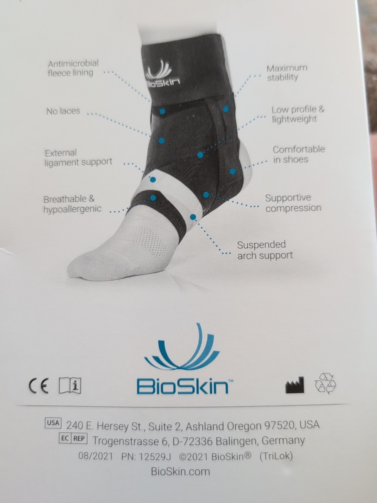 NEW BIO SKIN TriLok Foot and Ankle Control System Universal XL 53604 Black Brace