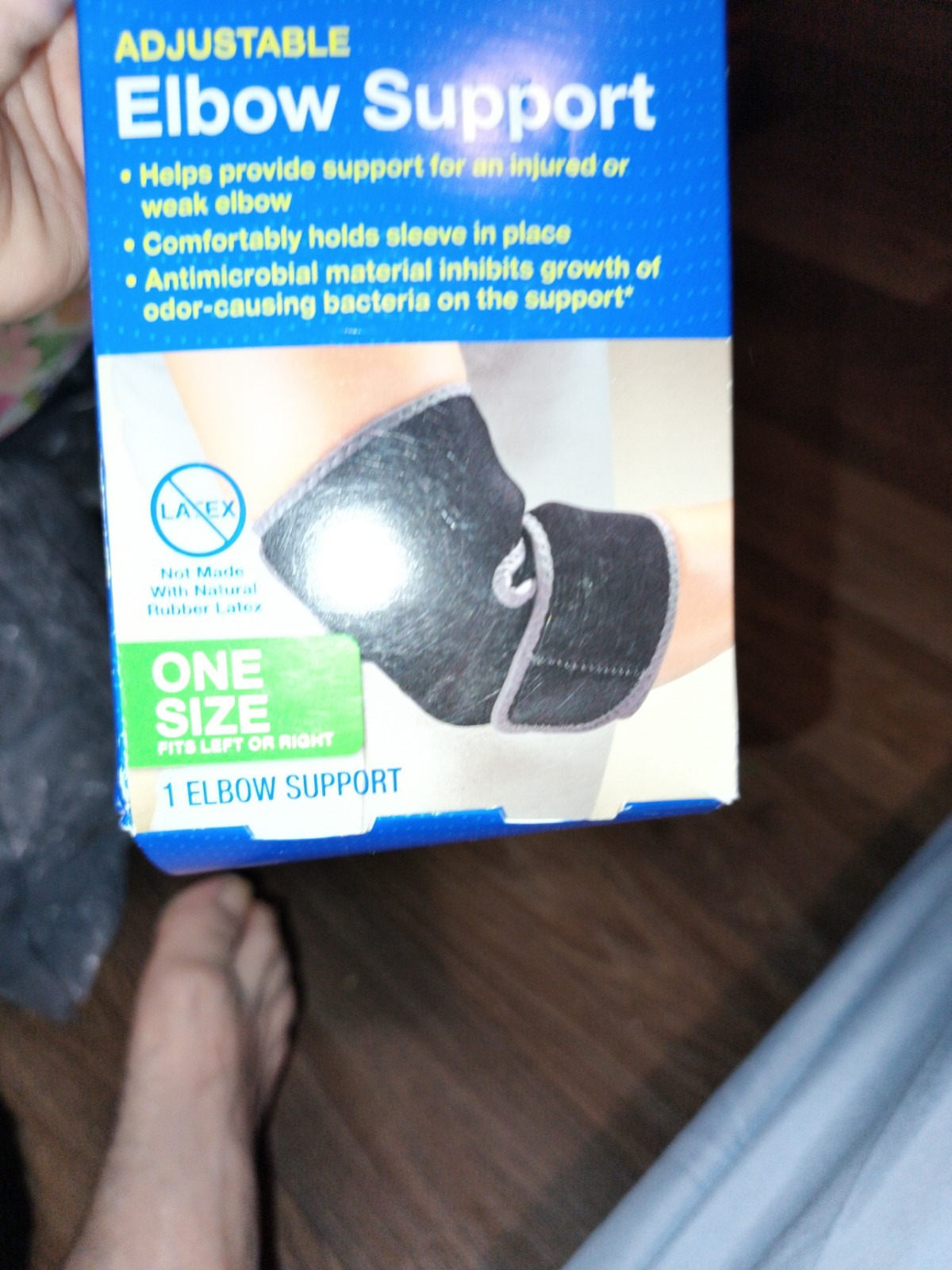 Adjustable Antimicrobial Elbow Support Brace One Size Black