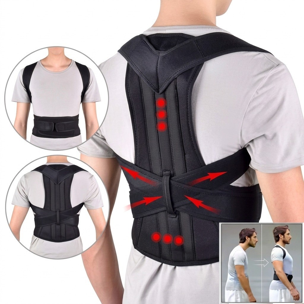 Male Female Adjustable Posture Corrector Corset Back Brace Belt Lumbar Support S