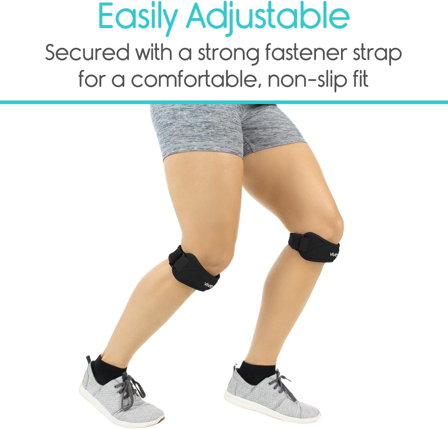 Vive Unisex Patella Stabilizer Knee Strap Brace Support One Size (Black) Osgood
