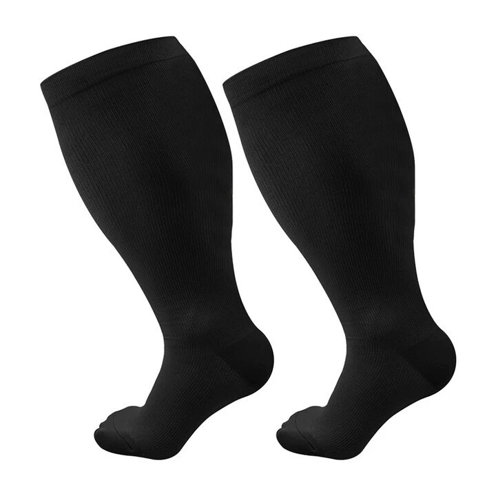 3 Pairs Plus Size Extra Wide Calf Compression Sock Knee High Closed Toe Stocking