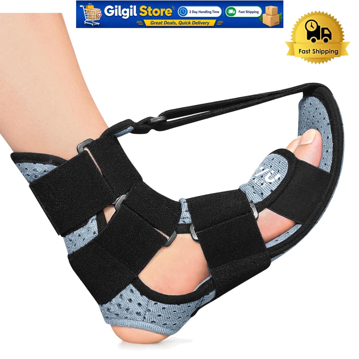 Adjustable Night Splint for Plantar Fasciitis Relief – Unisex Foot Brace, Large