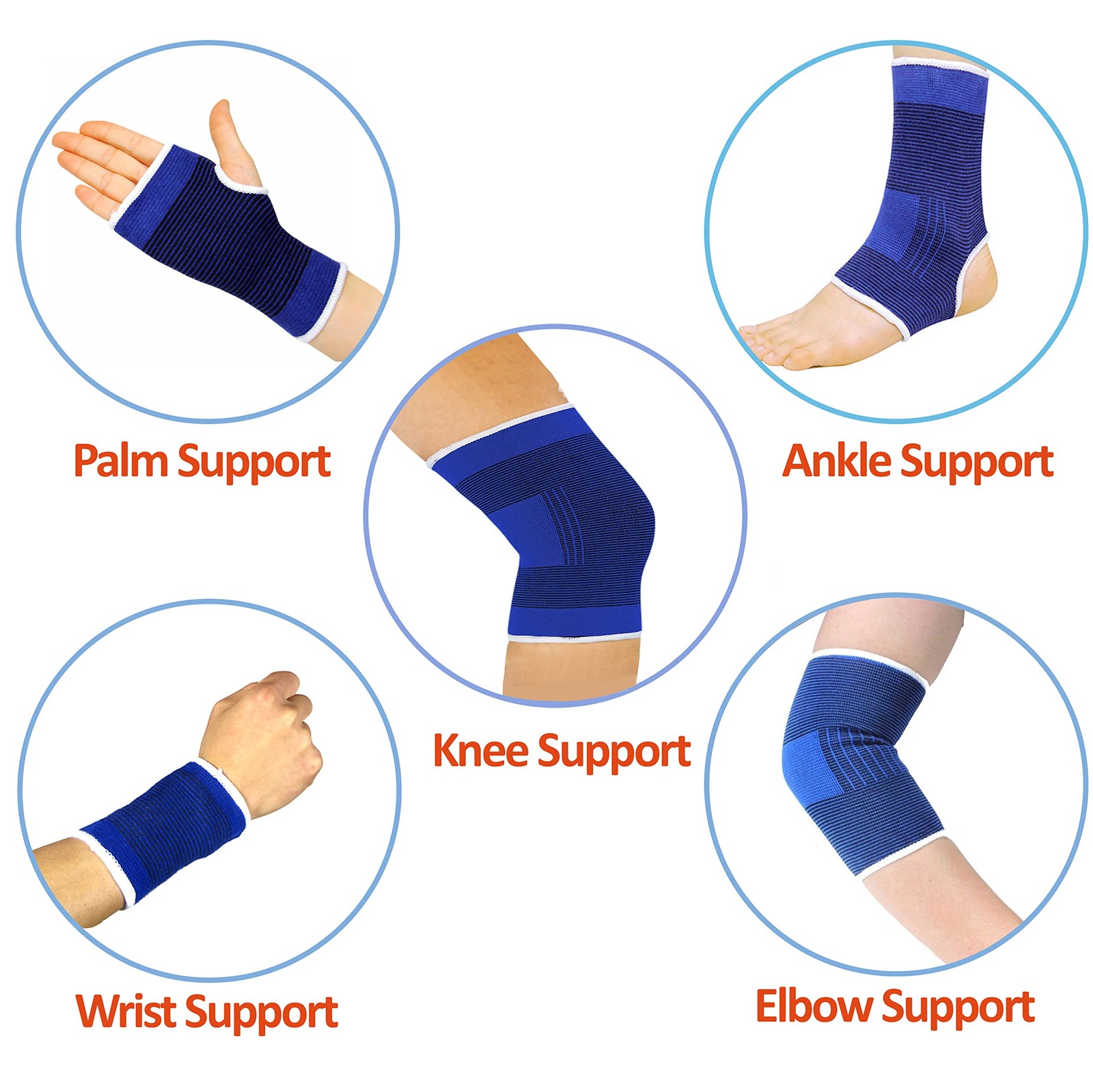 10-Piece Compression Support Brace Set for Knee, Elbow, Wrist Palm & Ankle