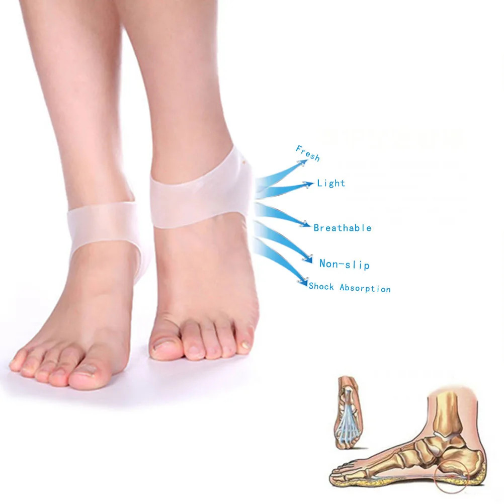 Silicone Gel Heel Socks White For Plantar Fasciitis Pain Relief Moisturizing Foo