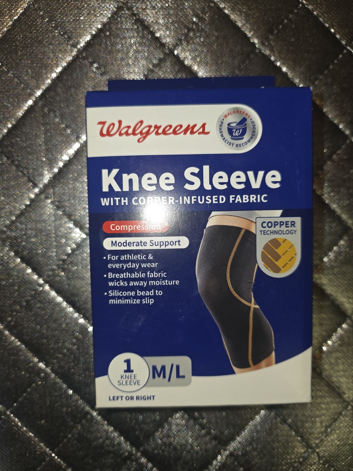 Walgreens Compression Knee Sleeve Copper Infused M/L size Lot Of 2